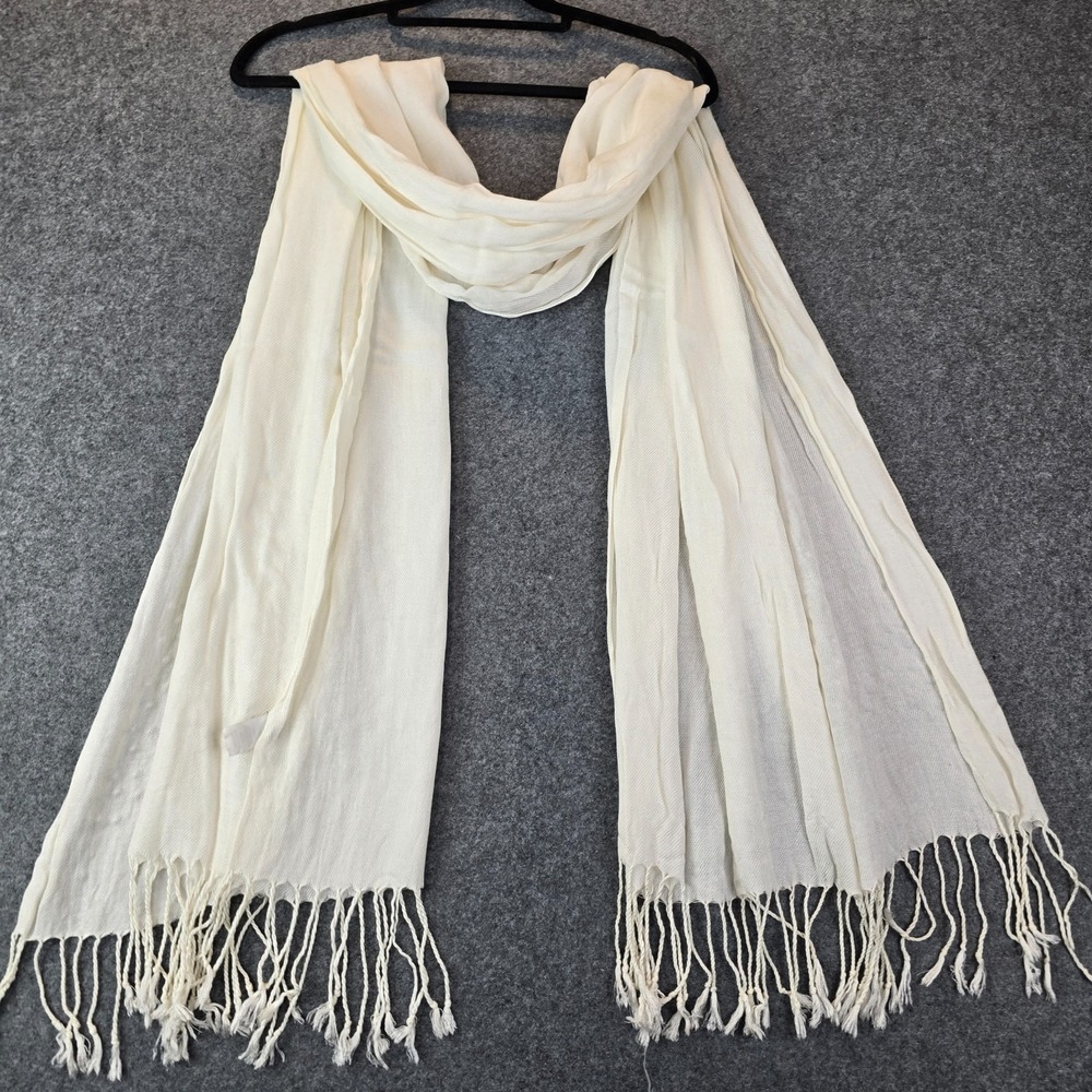 Apt. 9 Scarf Shawl Wrap Women's Ivory Cream Rayon Fringe Lightweight Textured